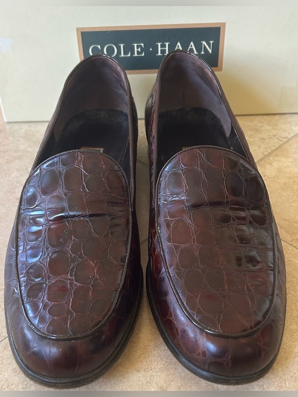 Cole Hann Vintage “Bette” Brown Croc Leather Loafers  - Size 12B